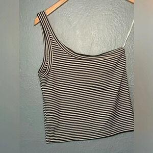 Aerie | One-Shoulder Striped Tank | M